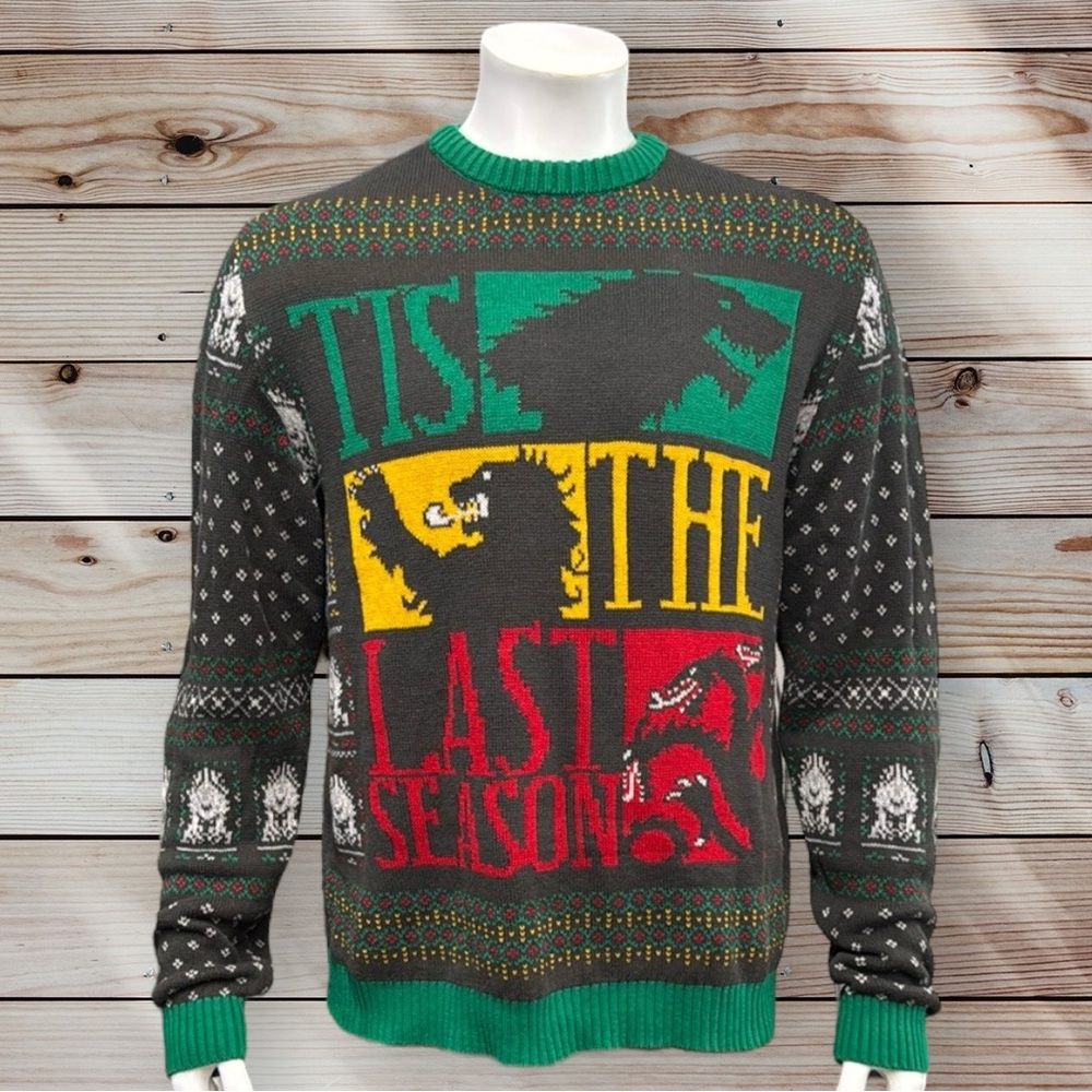 GAME of THRONES ‘Tis The Last Season" Ugly Christmas Multi Color Knit Sweater XL